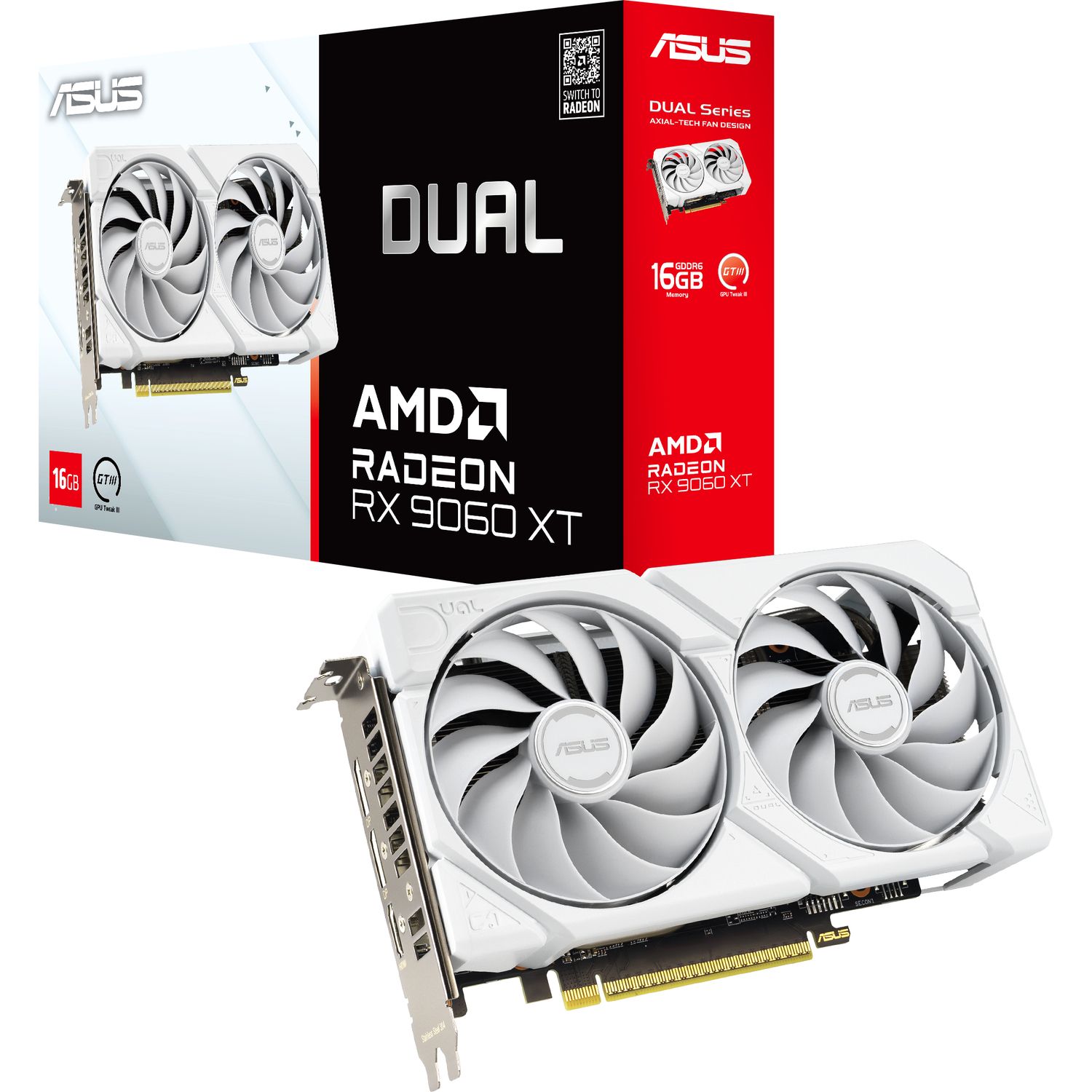 Видеокарта ASUS DUAL-RX9060XT-16G-WHITE (90YV0LG3-M0NA00)