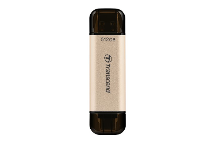 Флэш-накопитель 512 GB Transcend JetFlash 930C (черно-золотистый, пластик, 420/400 MB/s, коннектор закрывается колпачком, USB 3.0 Type-A/Type-C)