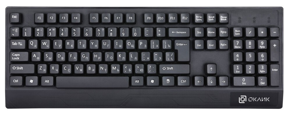 Клавиатура Oklick 115M (черный, USB, мембранная, 1.6 м, 104 кл., полноразмерная) [ 1678098 ]